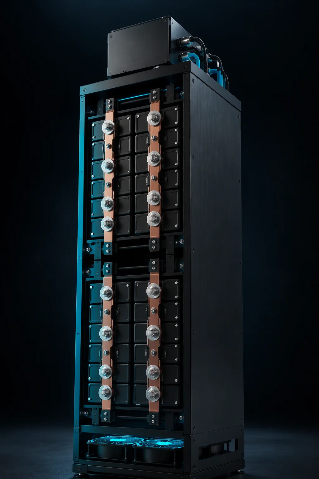 Tall StackLine HV supercapacitor module with fused busbars and status LEDs